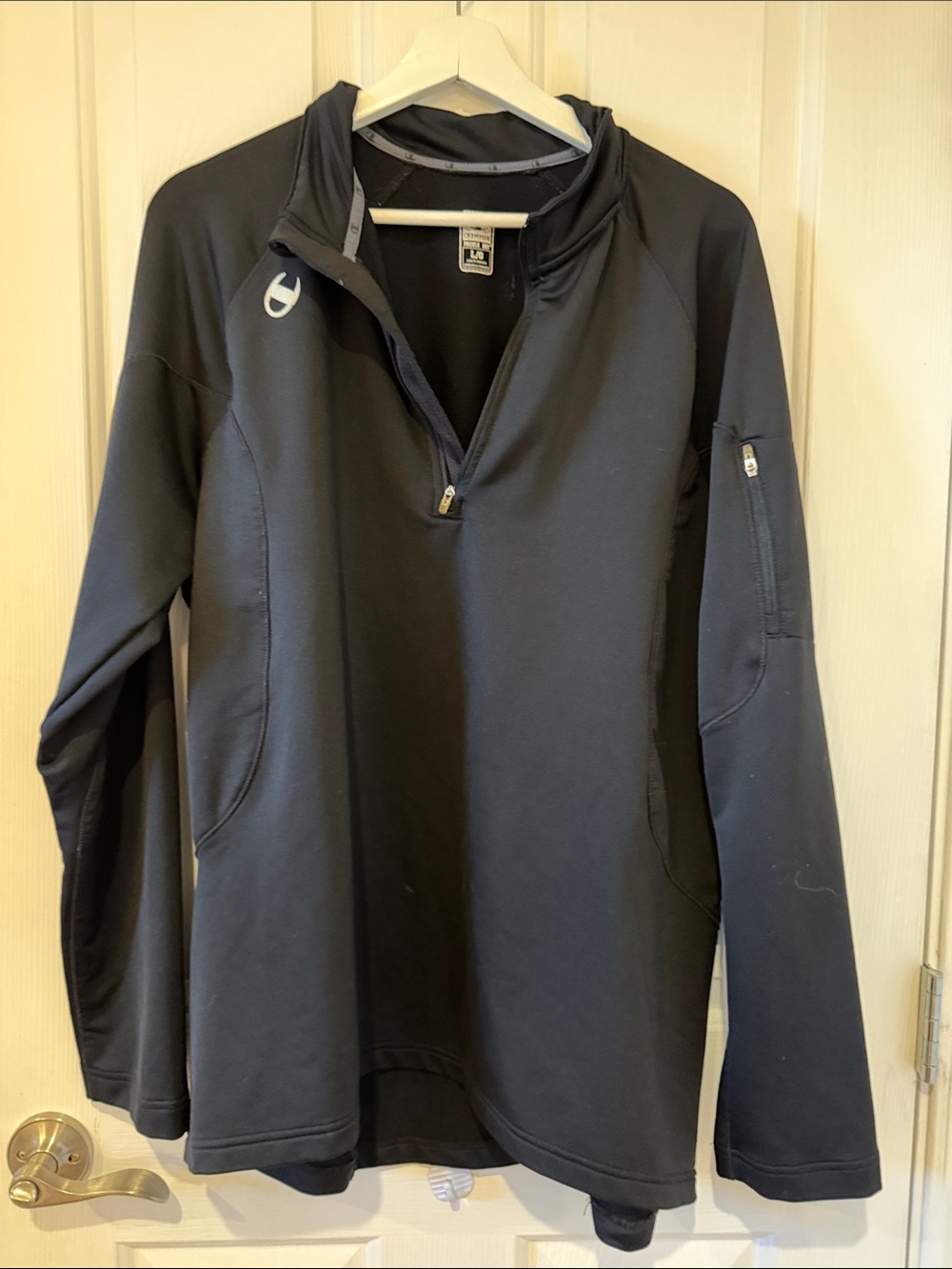 Champion Double Dry Mens Black Quarter Zip Athletic Pullover L